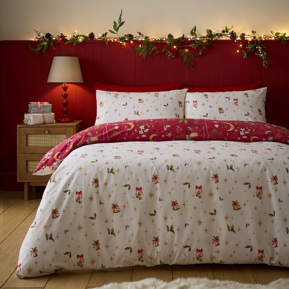 image 1 of Catherine Lansfield Christmas Enchanted Twilight Reversible Duvet Cover Set