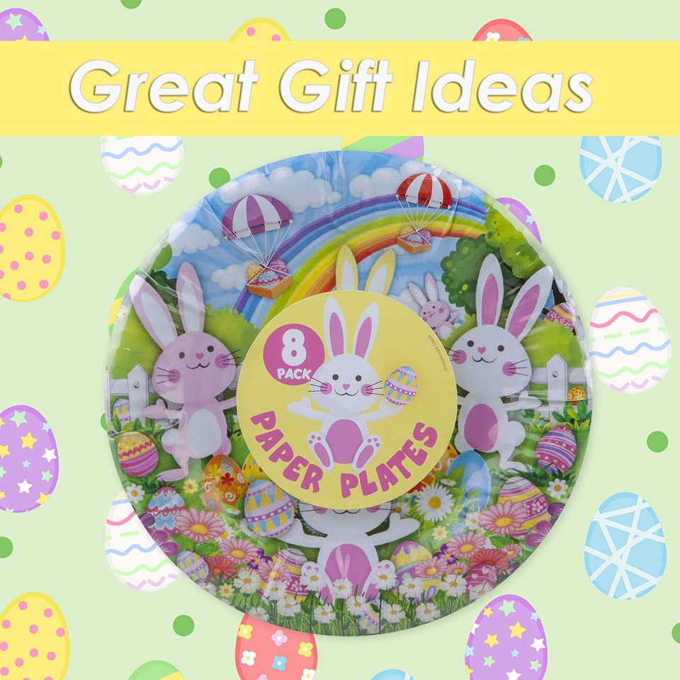 image 1 of vfm-estore Easter Paper Plates 8-Pack - 7" Bunny Design
