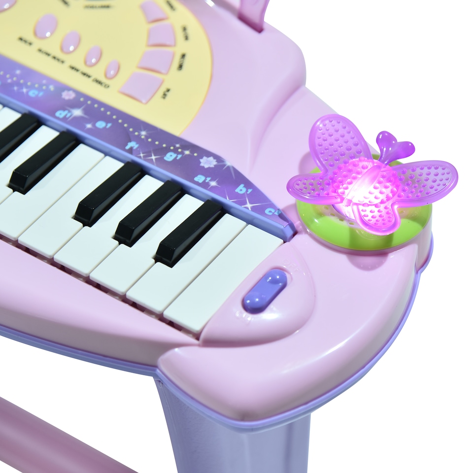 image 1 of HOMCOM 32 Keys Kids Mini Electronic Keyboard Musical Instrument Educational Game Toy Children Grand Piano Stool Micropho