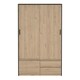 image 2 of Line Wardrobe with 2 Sliding Doors 1 Small Door and 2 Drawers in Jackson Hickory Oak