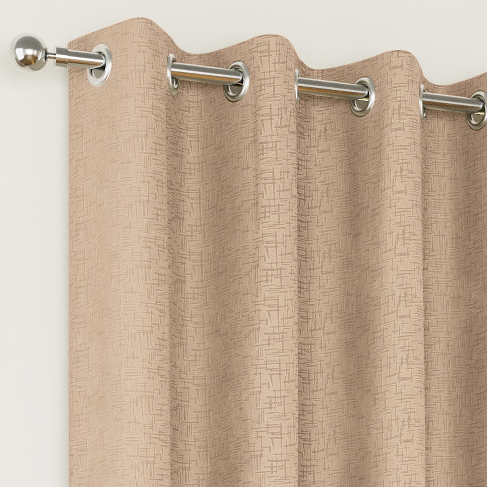 image 1 of Enhanced Living Vogue Latte Natural 90 x 54 inch (229x137cm) Eyelet Thermal Noise reducing Dim Out Curtains (PAIR)