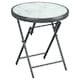 image 1 of Outsunny Round Folding Side Table w/ Imitation Marble Glass Top, White