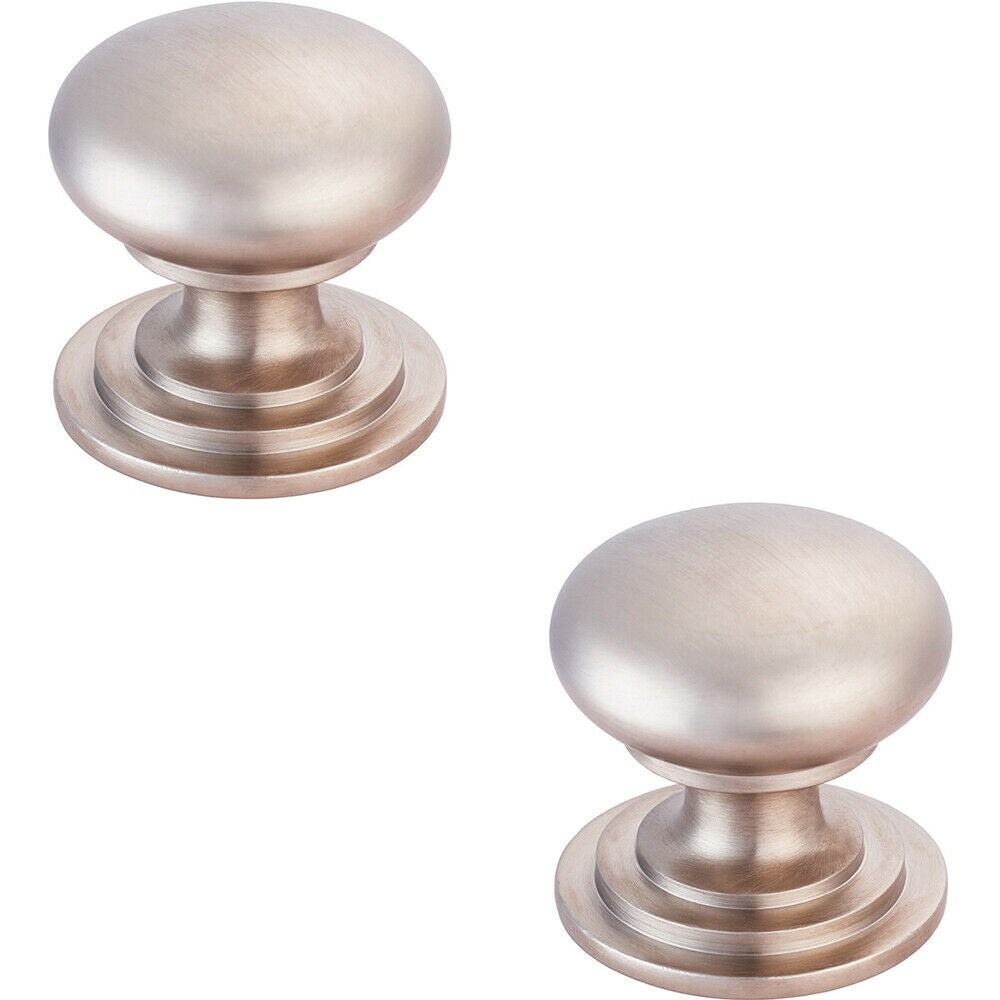 Loops 2x Victorian Round Cupboard Door Knob 38mm Dia Satin Nickel Cabinet Handle in Metallics