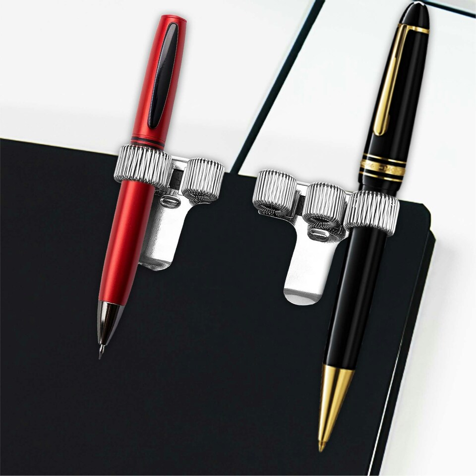 image 1 of 2xTriple Metal Pen Holder With Pocket Clip