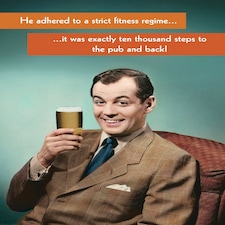 Ten Thousand Steps To The Pub And Back! - Funny Retro Birthday Card