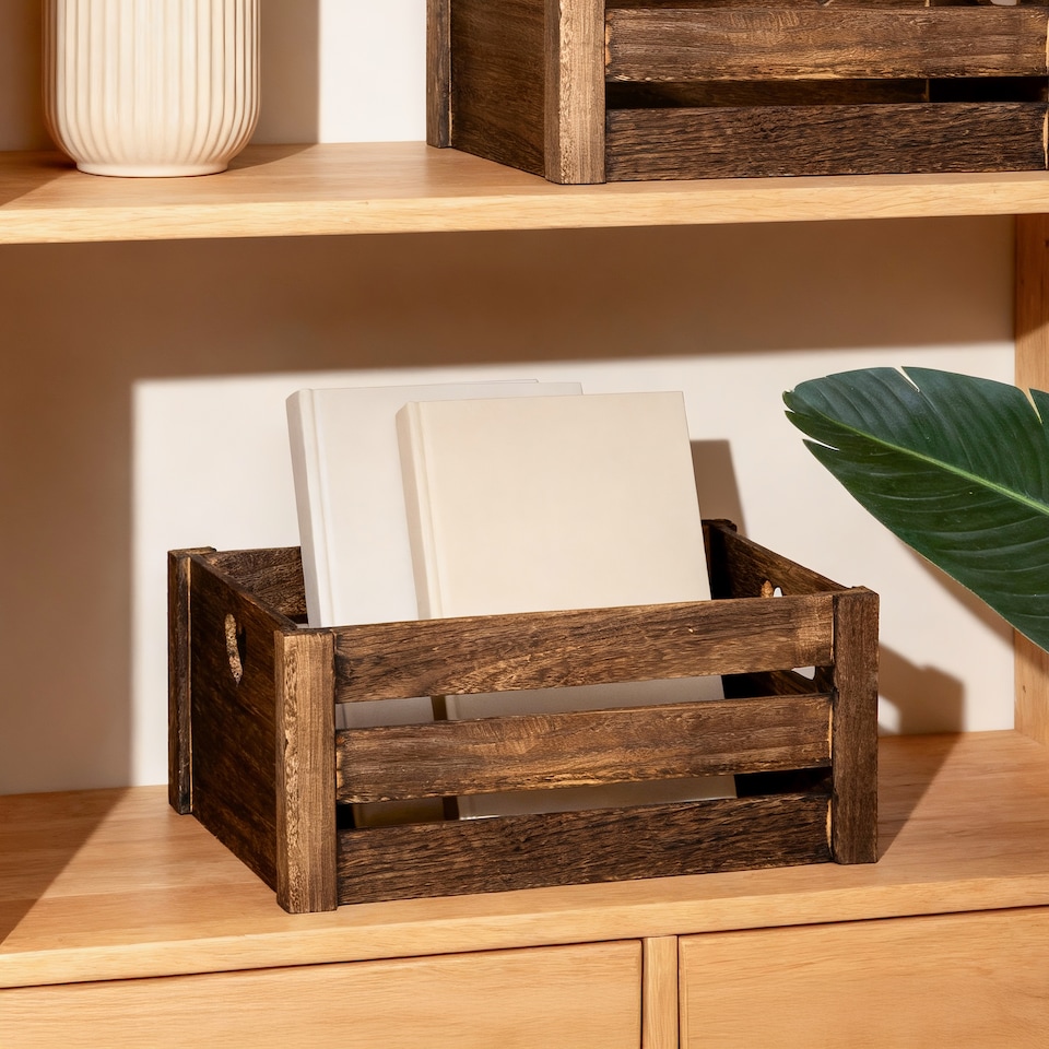 image 1 of Wickerfield Brown Lovely Wooden Crate Storage Box
