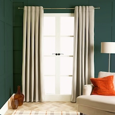 OHS Soft Velvet Plain Dyed Thermal Insulated Panel Pair Eyelet Curtains, 46x54" Cream | Natural