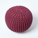 image 3 of Homescapes Plum Round Cotton Knitted Pouffe Footstool - 35 x 40 cm
