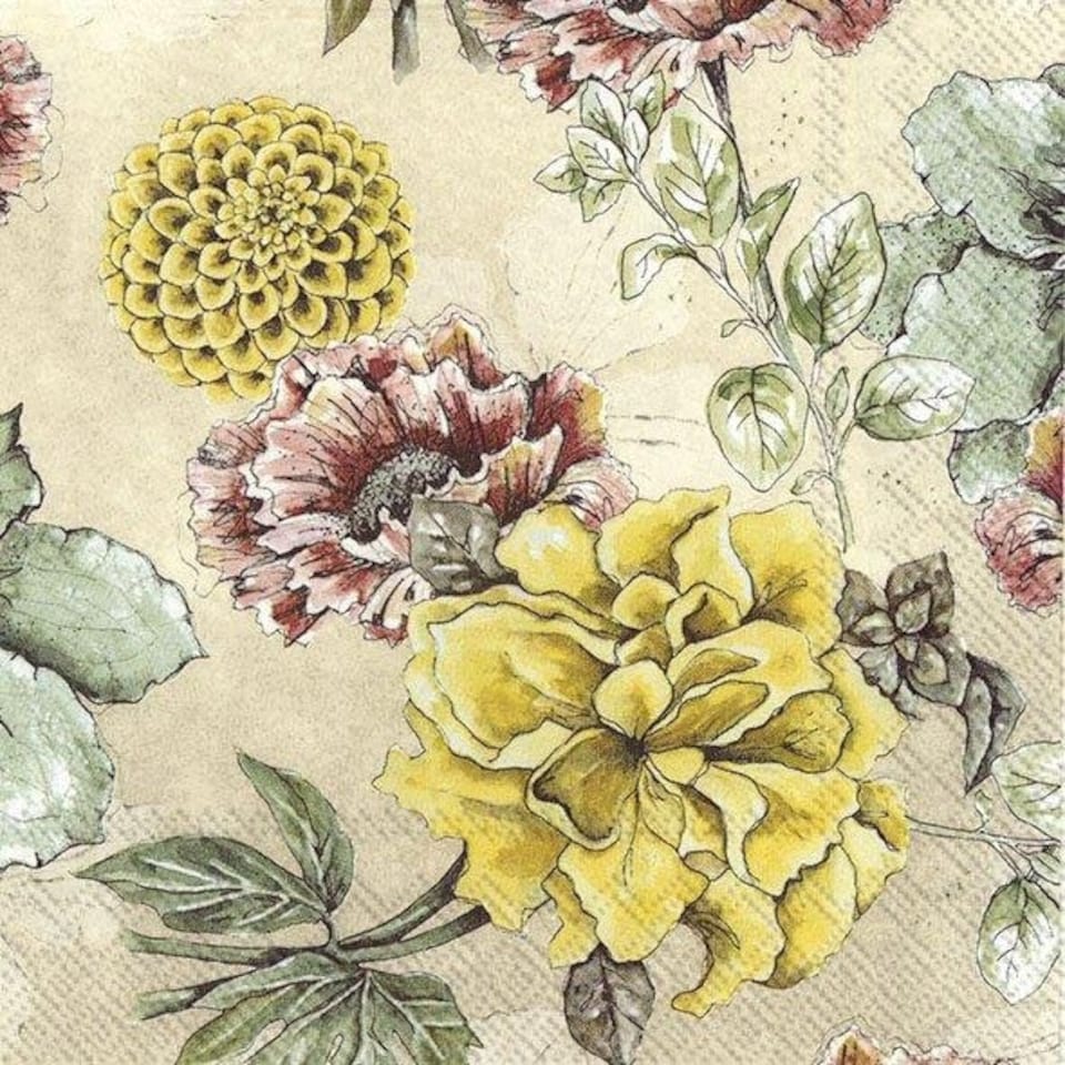 IHR Ideal Home Range Luncheon Napkins -  Blossom Tale Cream | Multi | 1