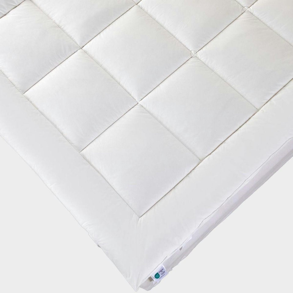 image 1 of Homescapes Premium Wool Mattress Topper - Deep Fitting Comfort | White