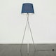 image 1 of ValueLights Camden Chrome Tripod Floor Lamp Navy Taper Shade & Bulb Blue