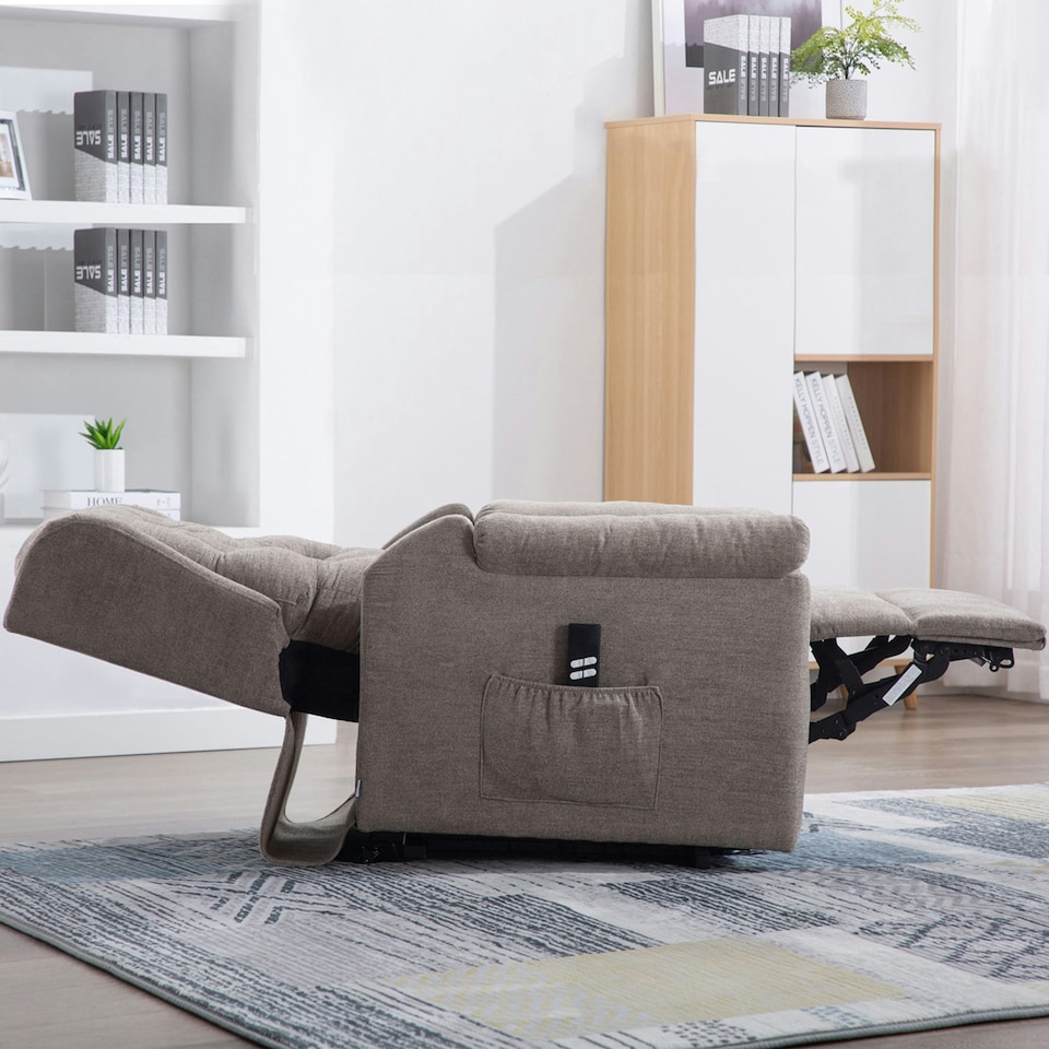 image 1 of Barnsley Fabric Electric Dual Motor Rise Recliner Mobility Armchair (Brown)