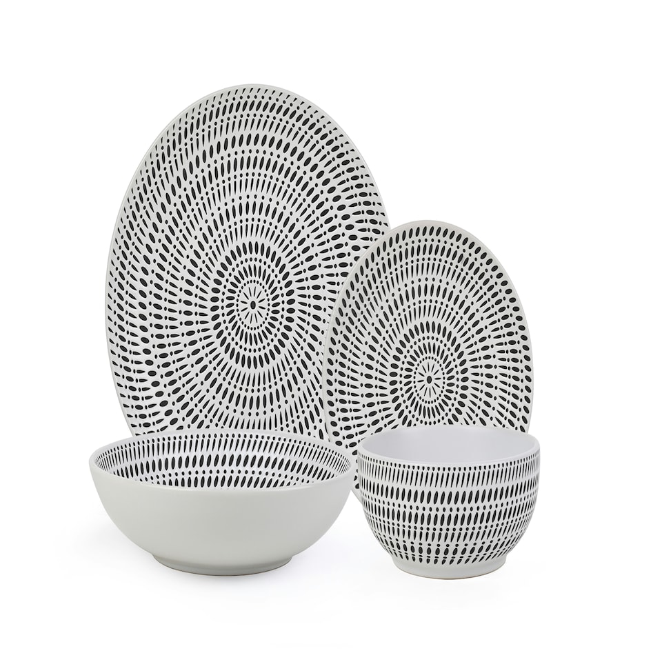 image 1 of 16pc White Pad Print Dinner Set