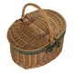 image 3 of Light Steamed Oval Lidded Wicker Basket with Lining Green | Green Tweed | One Size