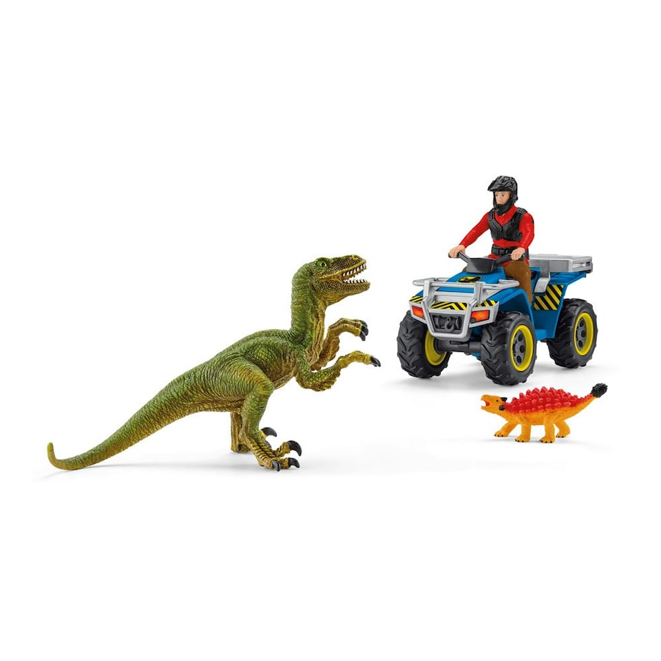 image 1 of SCHLEICH Dinosaurs Quad Escape from Velociraptor Toy Playset
