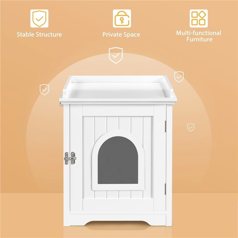 image 1 of Yaheetech Cat Litter Box Furniture Enclosure White | One Size