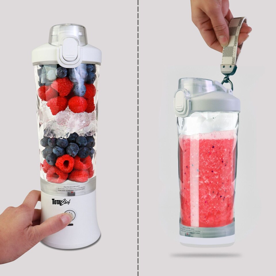 image 1 of Total Chef Cordless Portable Blender 600ml, USB Rechargeable, White