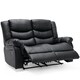 image 2 of Seattle 2 Seater Manual High Back Bonded Leather Recliner Sofa (Black)