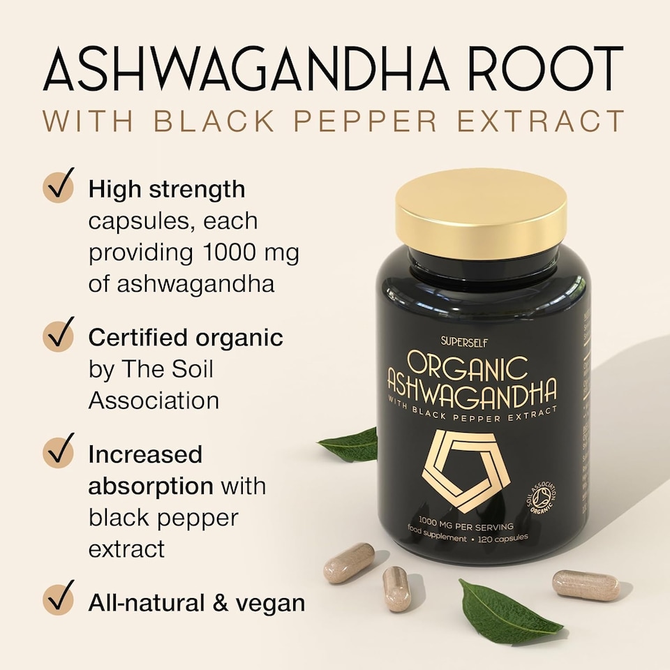 image 1 of SuperSelf Organic Ashwagandha 1000mg 120 Capsules