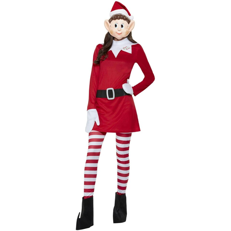 image 1 of Elves Behavin´ Badly Womens/Ladies Elf Christmas Costume - Red/White - S S