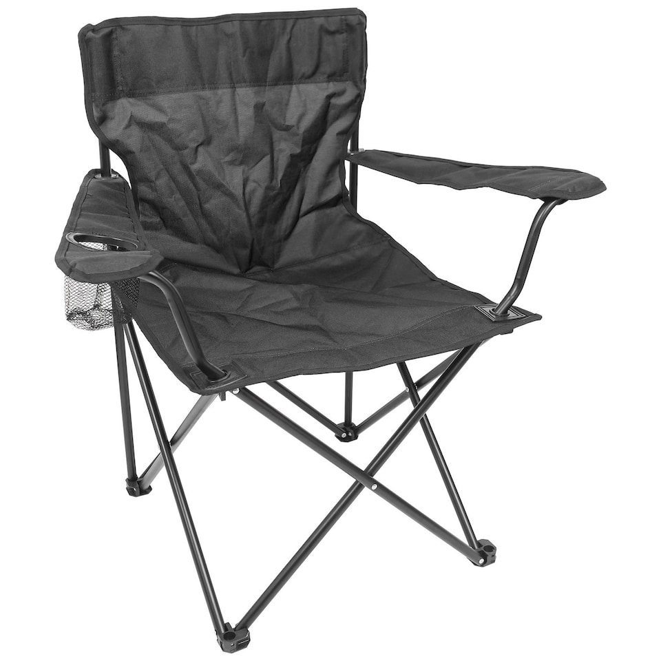 image 1 of Harbour Housewares Folding Canvas Camping Chairs - Matt Black/Black - Pack of 2