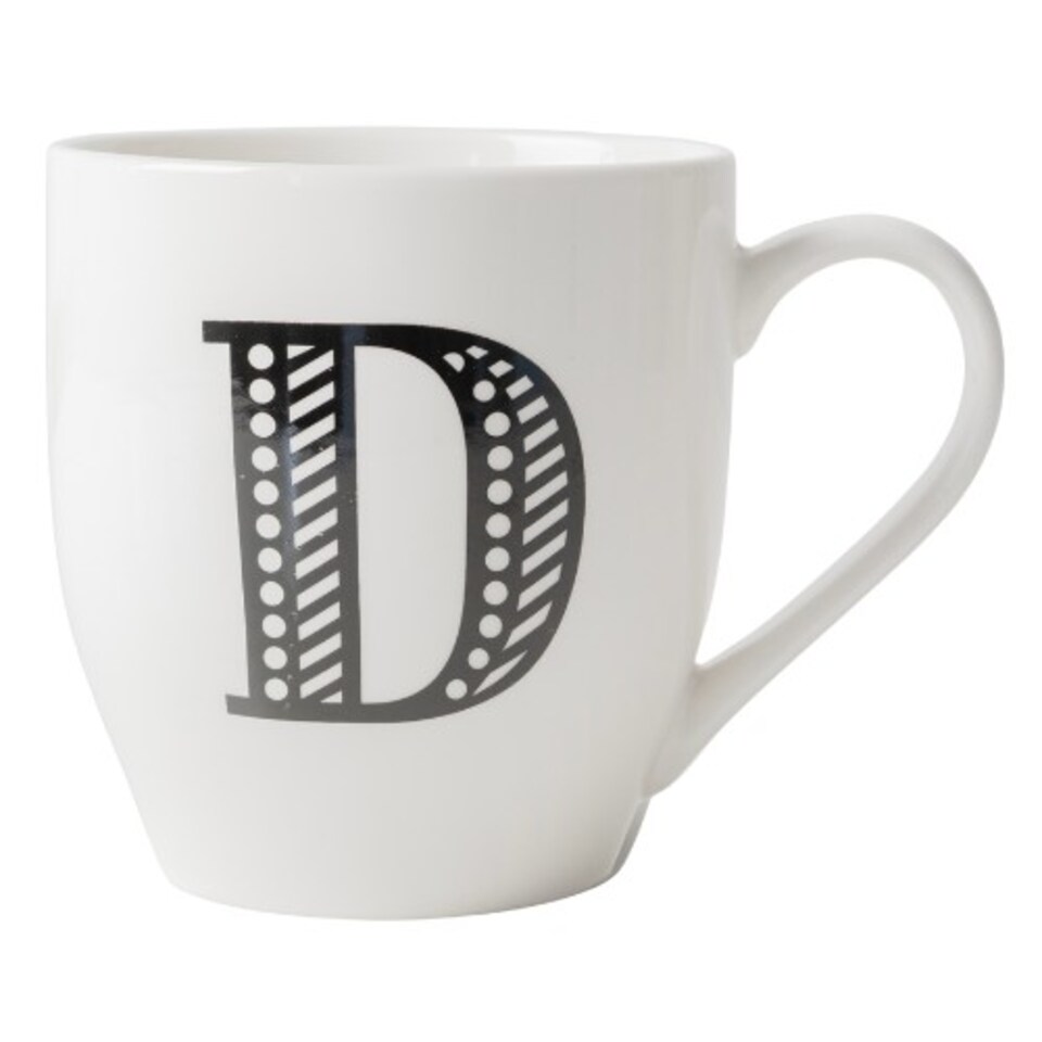 image 1 of Black and White Initial Hugga Mug Assorted Letters 11cm | White | D - White | 1