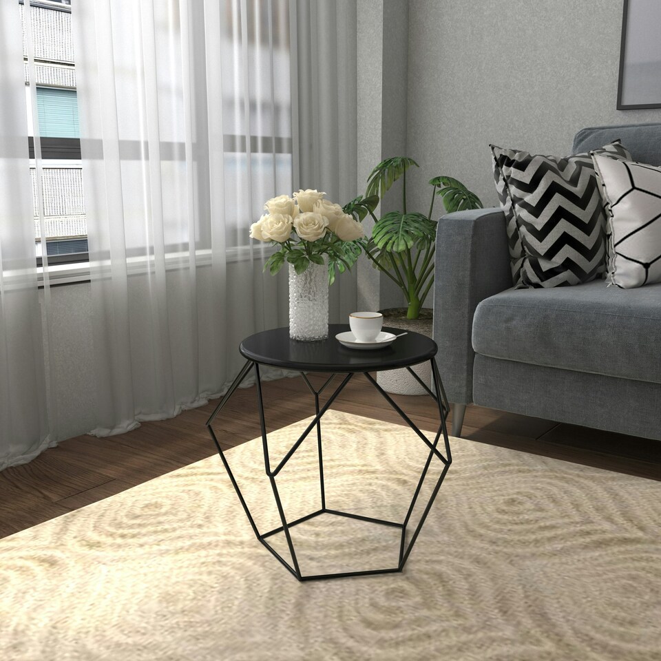 image 1 of HOMCOM Coffee Table Side Table Nordic Minimalist Style Steel Living Room Black