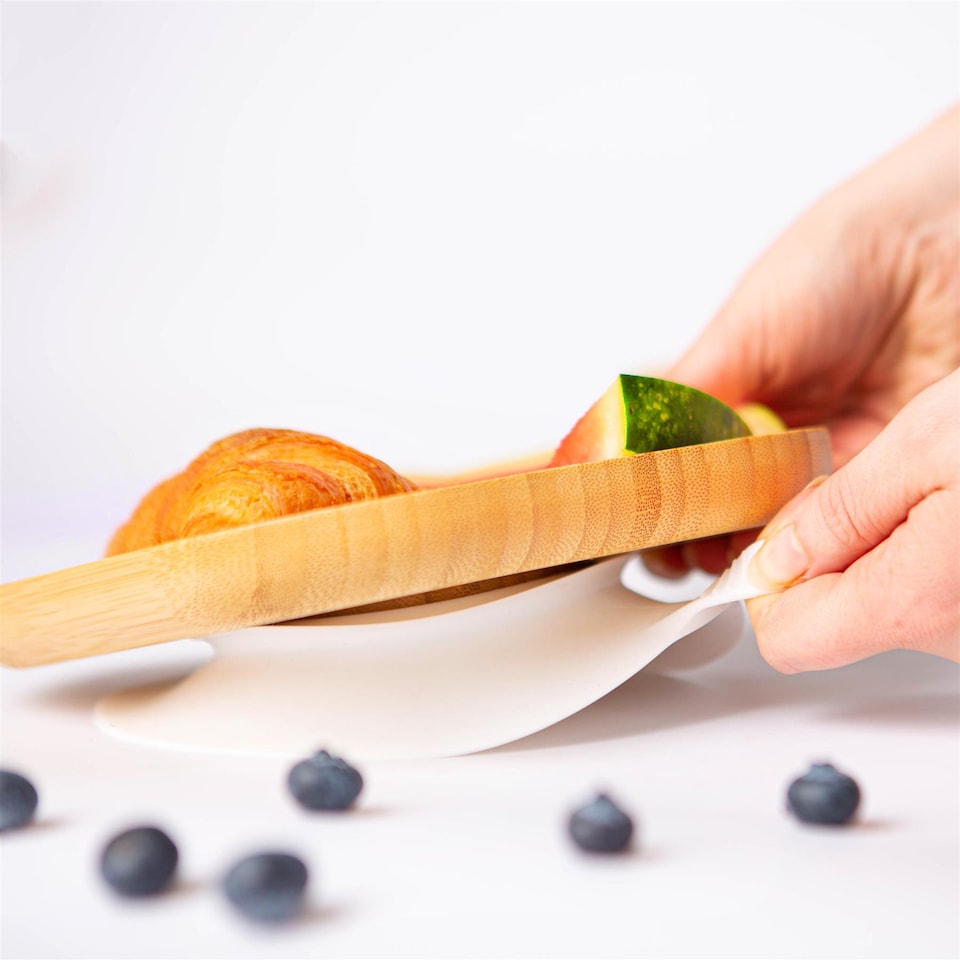 image 1 of Tiny Dining Children's Bamboo Suction Plate - White | White | White