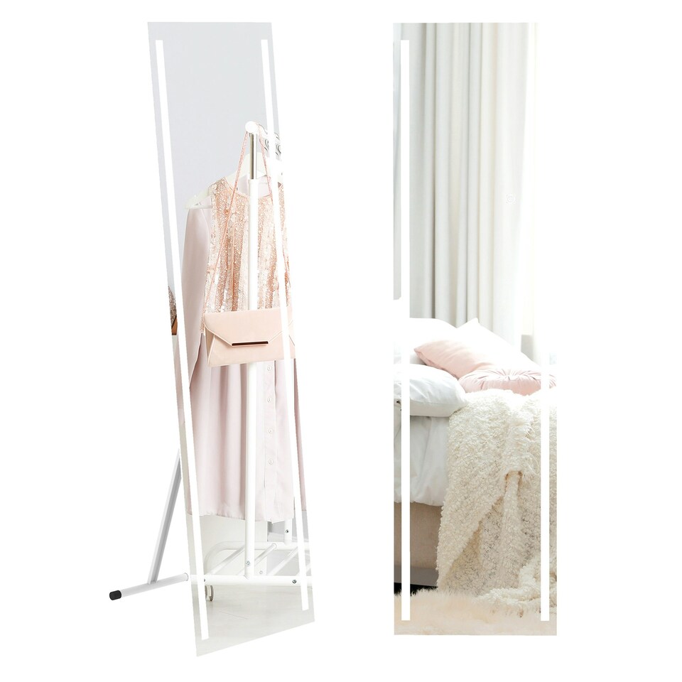 image 1 of HOMCOM Full Size Body LED Mirror, Dimmable Lighted Mirror for Bedroom