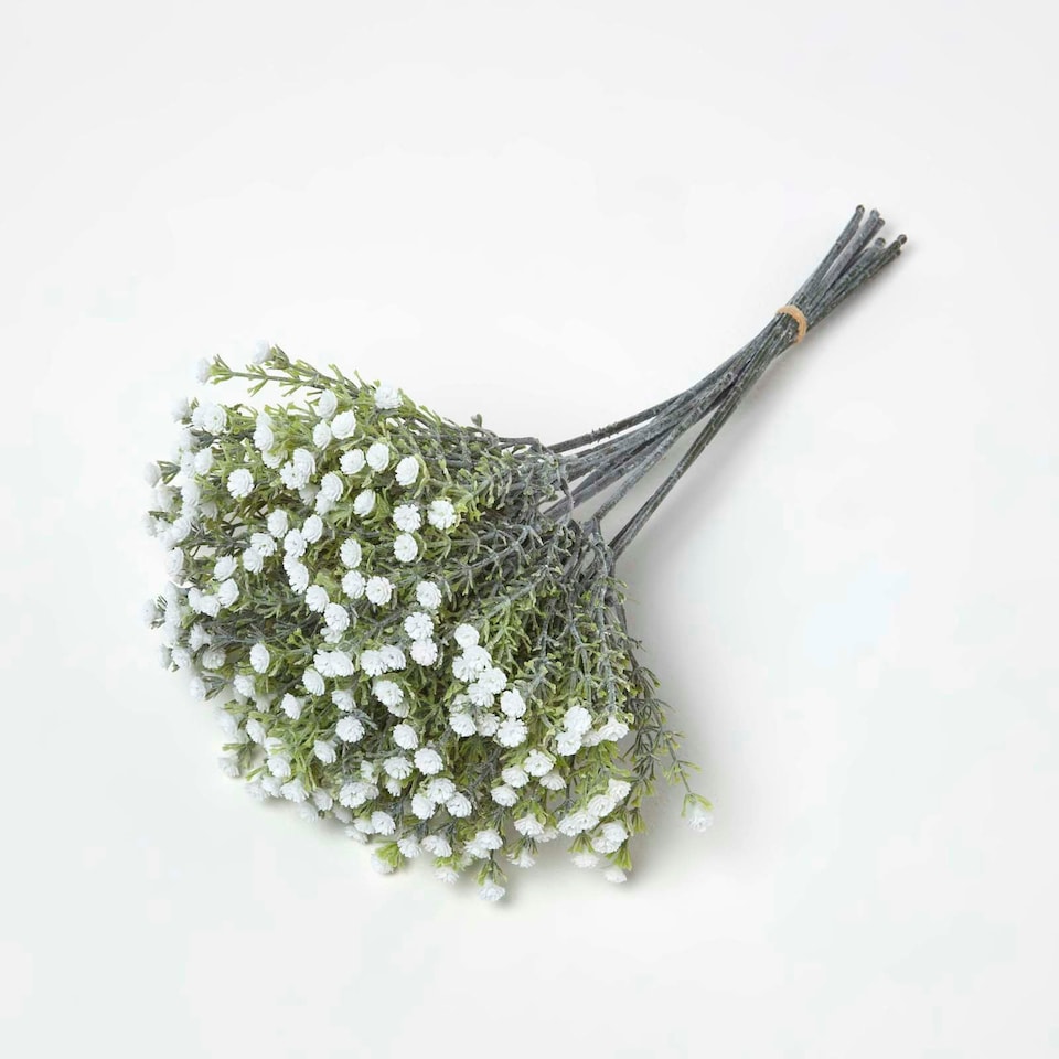image 1 of Homescapes Artificial Flower White Baby's Breath Bouquet, 32 cm