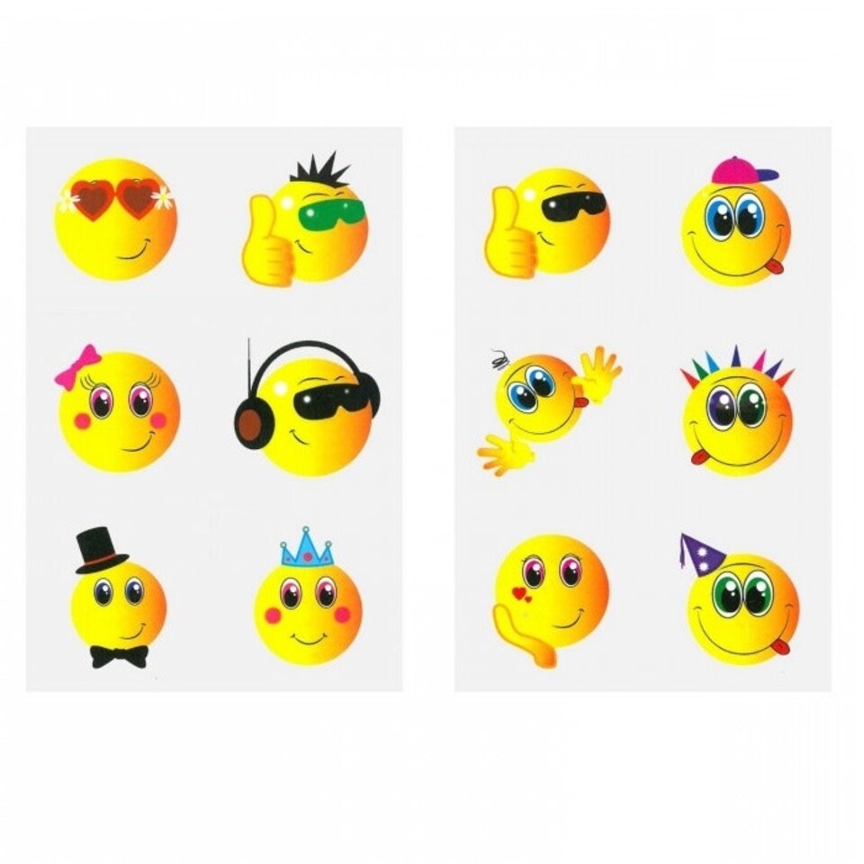 image 1 of Emoji Temporary Tattoo - Yellow - One Size One Size