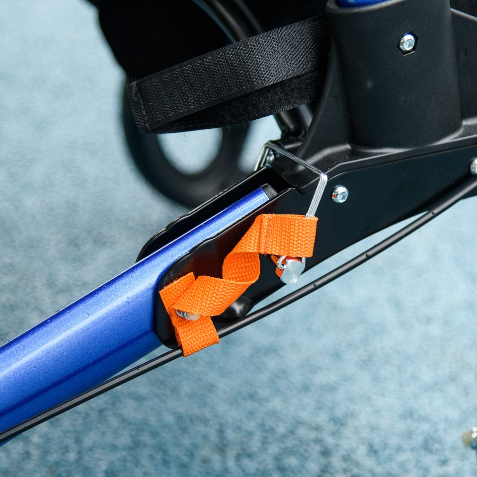 image 1 of HOMCOM 4 Wheel Rollator with Seat and Back, Folding Mobility Walker with Carry Bag, Adjustable Height, Dual Brakes, Cane Holder, Lightweight Aluminium Walking Frame for Seniors and Disabled, Blue