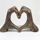 image 1 of Hands Love Gesture Sculpture Antique-Gold Colour Life-Size 26cm/10'' Expression of Appreciation Love Valentine's Day I appreciate I love you Wedding Present