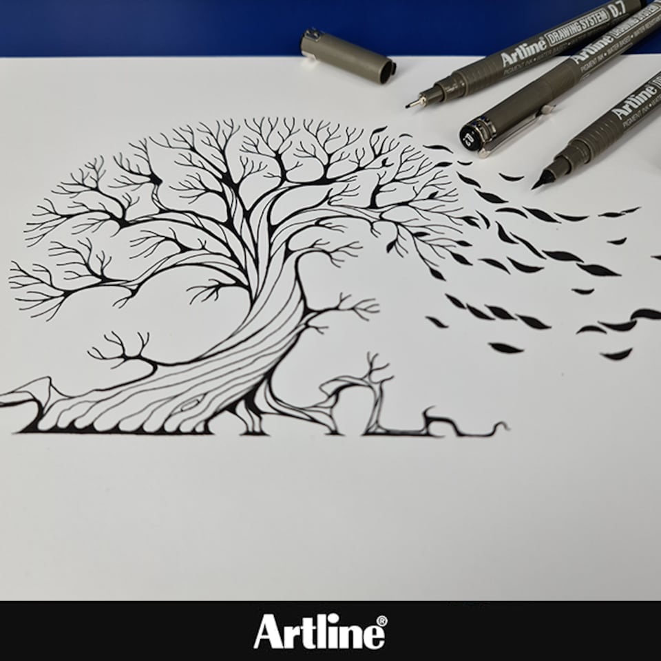 image 1 of Artline Drawing System Black Fine Tip Pens 4  Pack ( 0.05mm, 0.1mm, 0.3mm and 0.5mm Nib)
