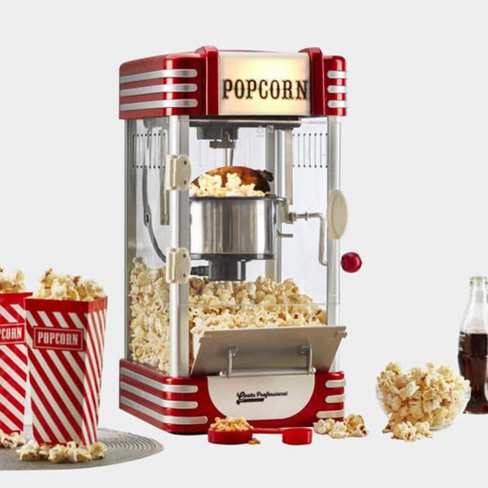 image 1 of Cooks Professional Retro Popcorn Maker Machine 310W with Crank Handle & One Touch Control