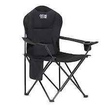 Get Fit Camping Chair - Outdoor Folding Chair With Magazine Pocket, Cup Holder & Carry Bag Weight Capacity of 130kg - Black