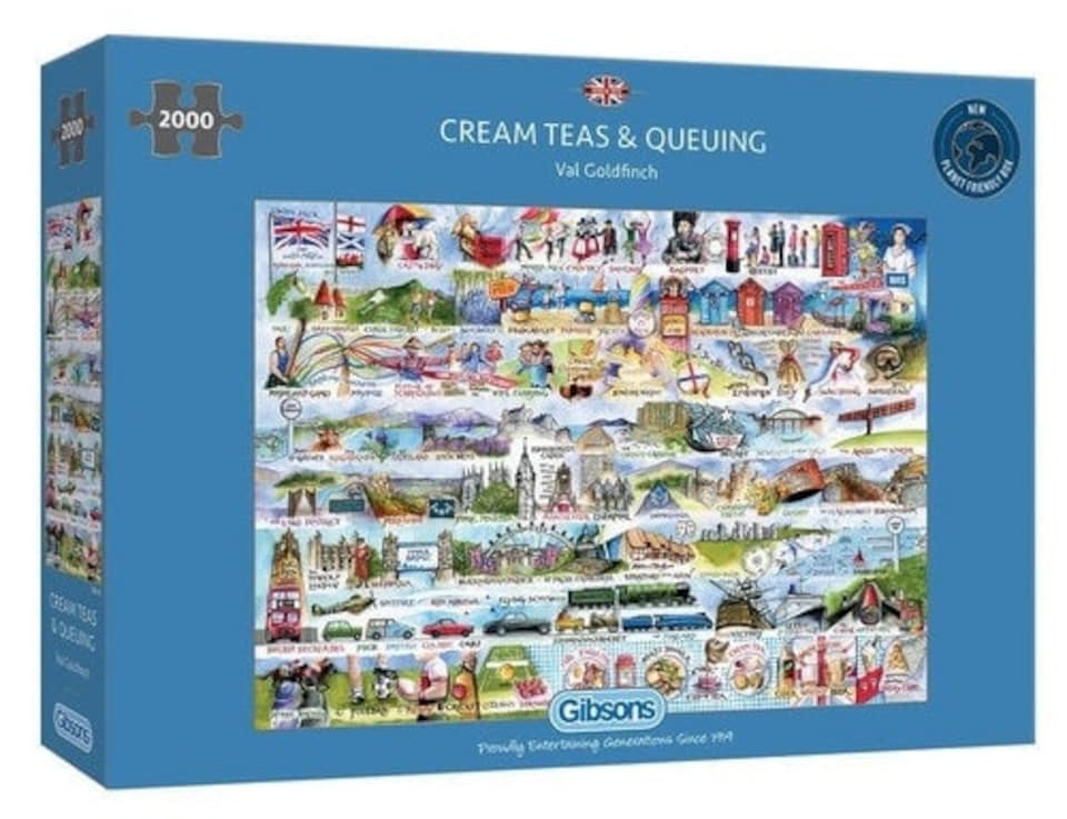 image 1 of Gibsons 2000 Piece Cream Teas & Queueing Jigsaw Puzzle