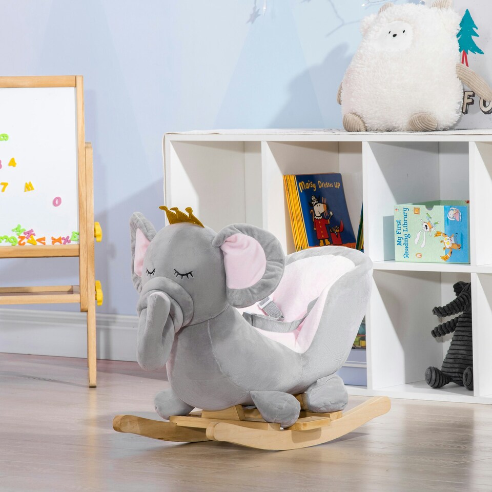 image 1 of HOMCOM Baby Rocking Horse Elephant Rocking Chair Rocker Toy, for 18-36 Months