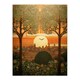 image 3 of Art Nouveau Autumn Village Sunset Home Decor Black Framed Wall Art Print A4