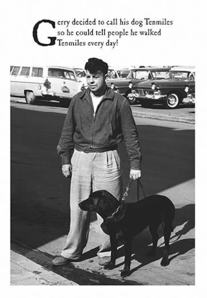 On The Ceiling, Funny Birthday Card Gerry Decided to call his dog Tenmiles!, Happy Birthday Card for Him, Generic Birthday Card