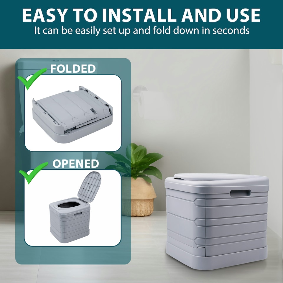 image 1 of 24L PORTABLE FOLDING CAMPING TOILET COMPACT POTTY LOO CARAVAN PICNIC FISHING