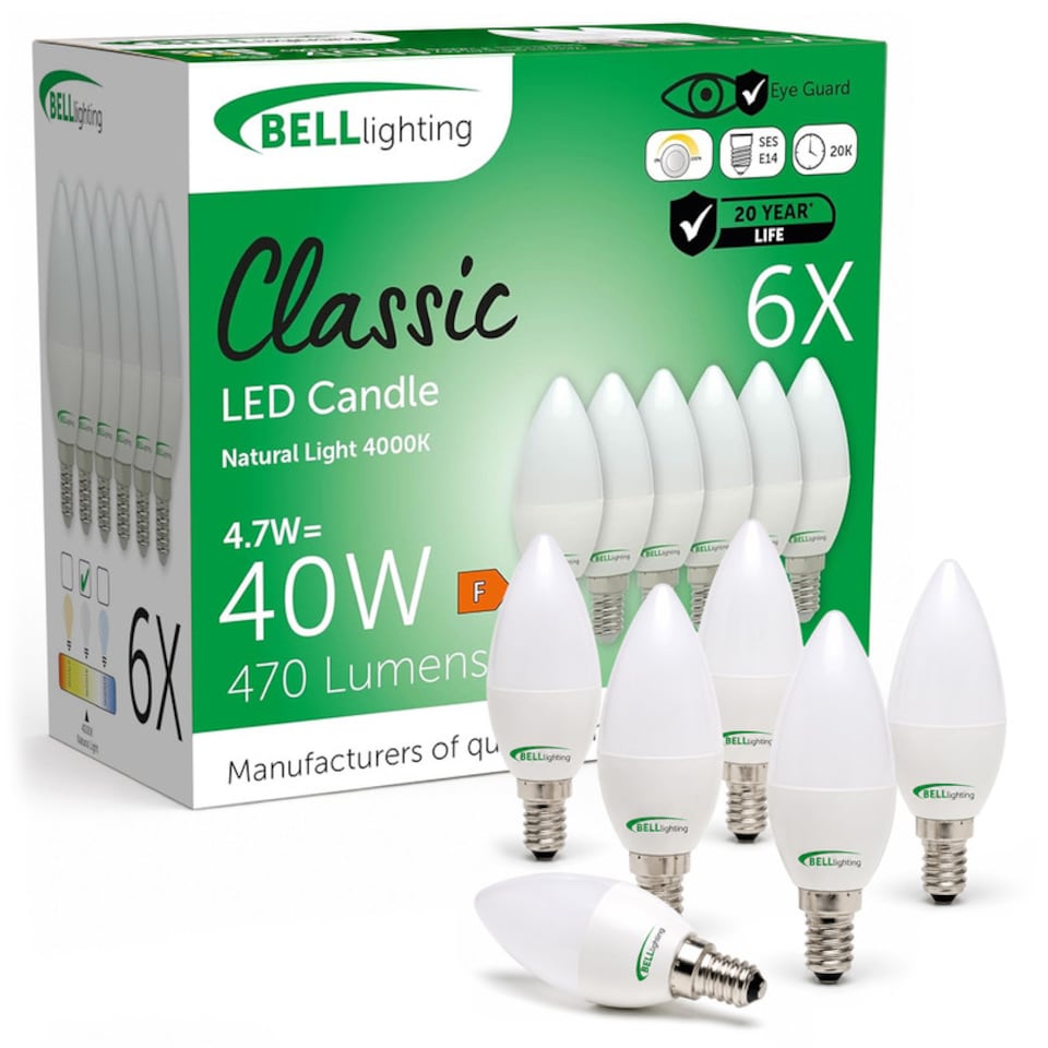 image 1 of BELL Lighting E14 Dimmable LED Candle Natural White 4000K 4.7W Light Bulb