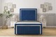 image 1 of Sloomy Boston Chrome Navy Plush Bed Frame With 50" Upholstered Headboard 5' King