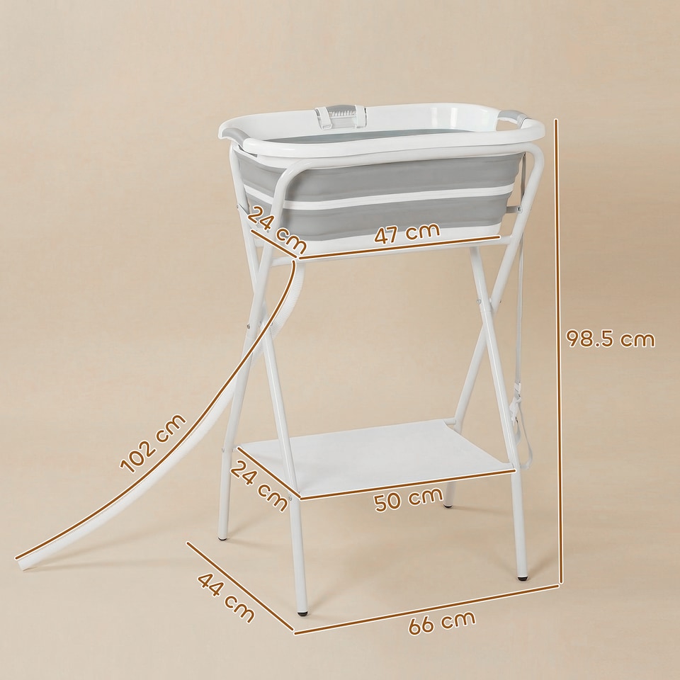 image 1 of PawHut 27L Dog Bath Tub Foldable Pet Bathtub with Stand Grey