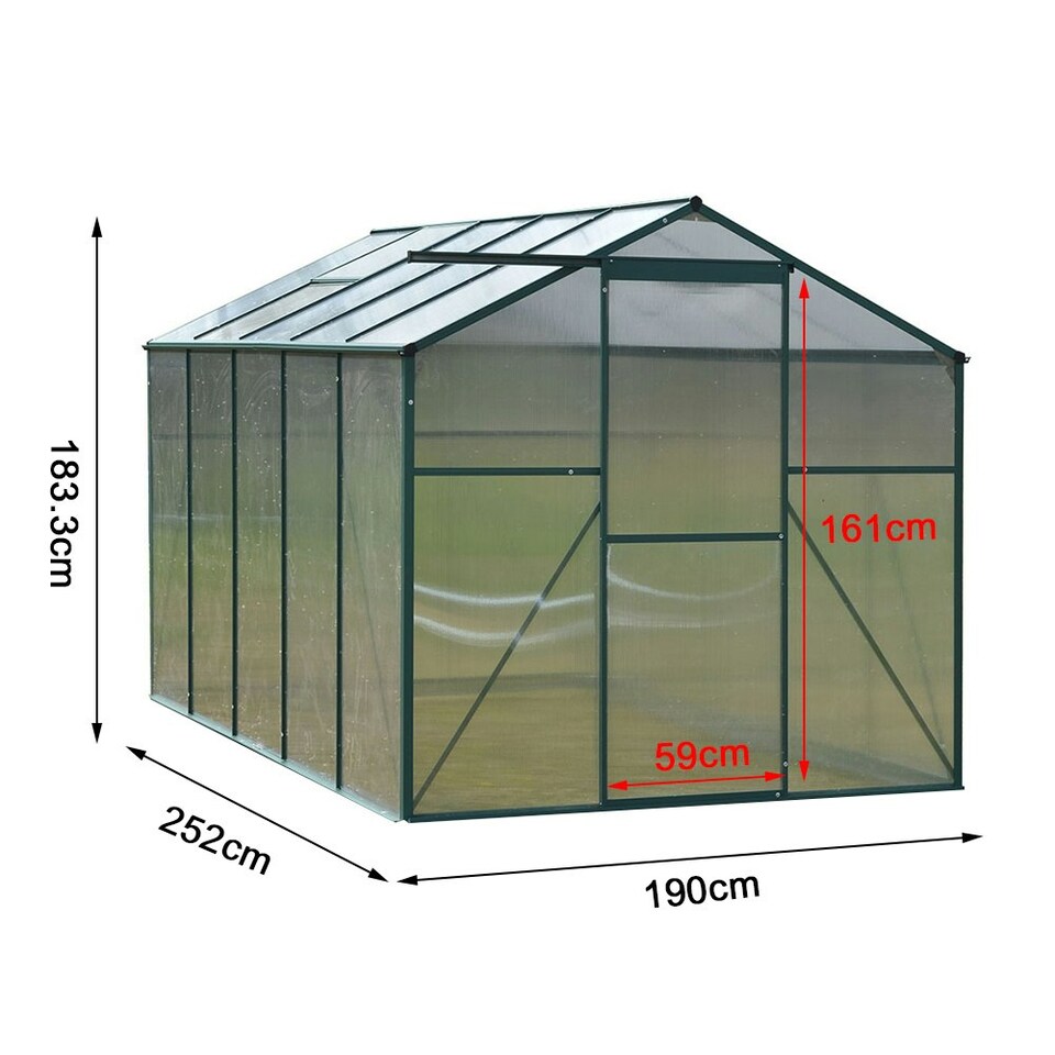 image 1 of Living and Home Aluminium Greenhouse with 1 Window - Green 2.5*1.9*1.8M