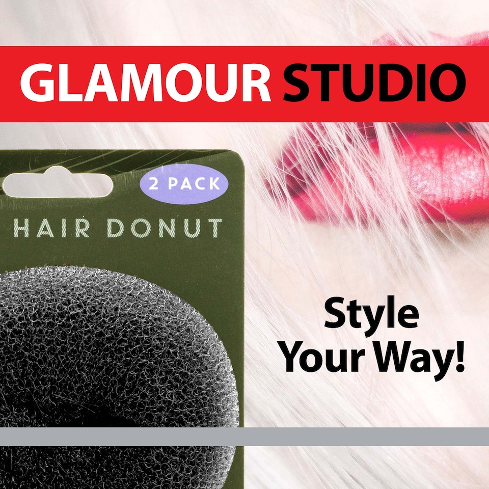 image 1 of PMS Large Black Hair Donuts 2-Pack - Mesh Bun Makers