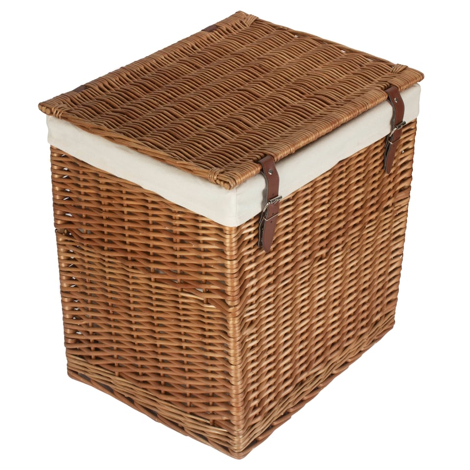 image 1 of Large Boutique Double Steamed Wash Storage Laundry Basket With Lining | Brown | Brown