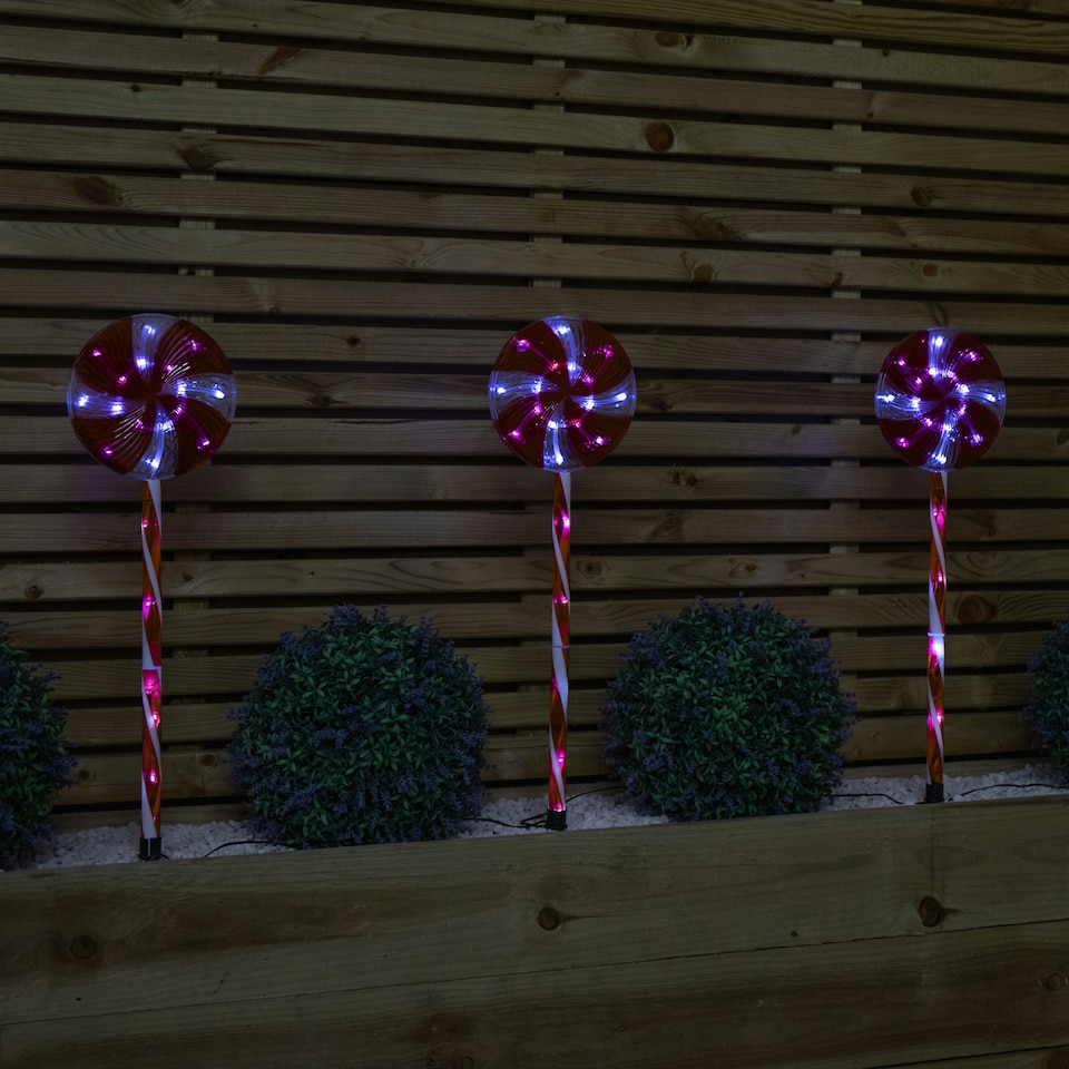 image 1 of 58cm Light up Red and White Candy Pop Christmas Pathfinders with 63 White LEDs