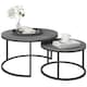 image 1 of HOMCOM 2 Pcs Stacking Coffee Table Set Steel Frame, Marble Grey Black