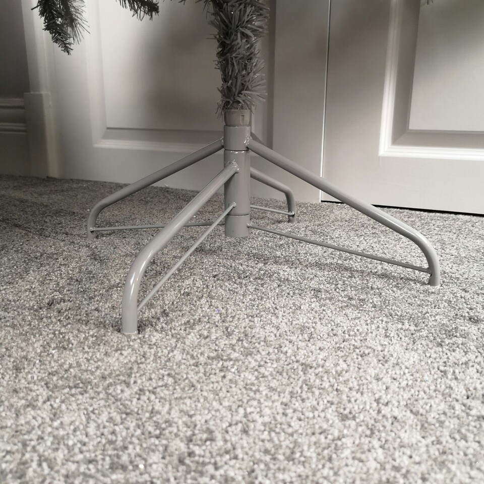 image 1 of 2.1m (7ft) Silver Glitter Tip Fir Festive Christmas Tree in Grey PVC